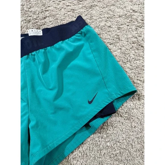 Nike Dri-FIT Womens Running Track Shorts Teal Blue Athleisure Athletic Gym M - Picture 3 of 6
